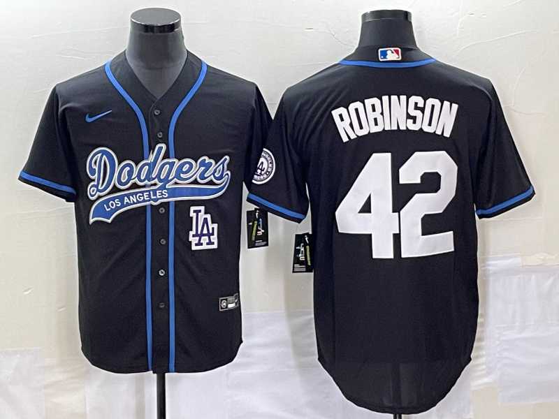 Men%27s Los Angeles Dodgers #42 Jackie Robinson Black With Patch Cool Base Stitched Jersey->los angeles dodgers->MLB Jersey